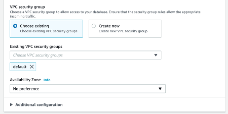 RDS Configure Security Group