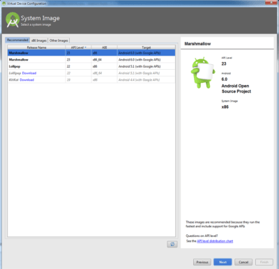Android Studio AVD System Image