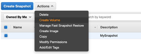 EBS Create Volume from Snapshot