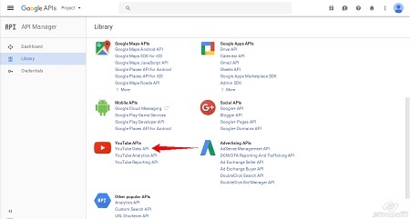 Google Cloud Platform - Enable Youtube API step1