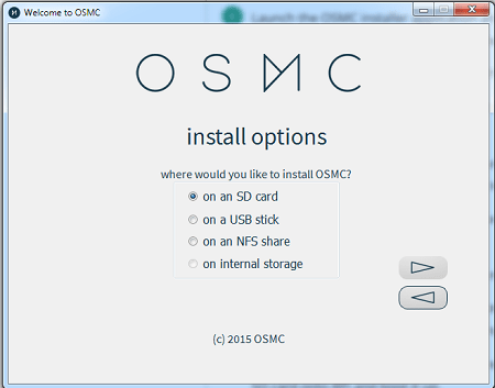 OSMC Installation Select SD Card