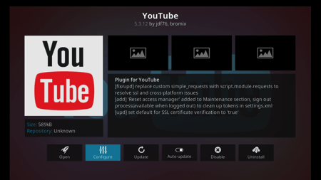 Youtube Add On - Configure