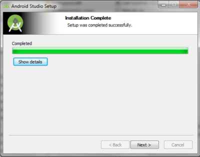 Android Studio Installation Complete Panel