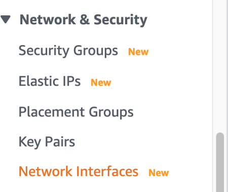 Security Groups Menu