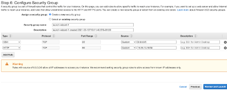 Amazon EC2 Configure Security Group