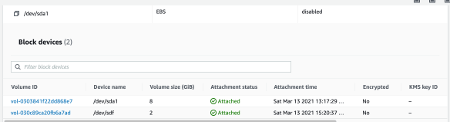 Amazon EBS Volume Attached