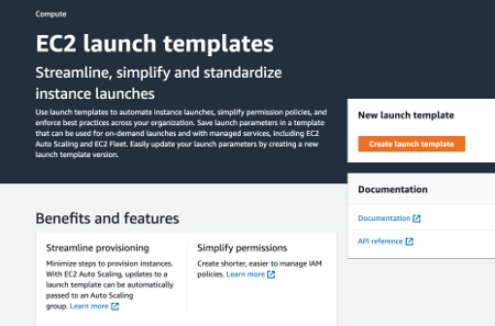 EC2 LaunchTemplate Home Page