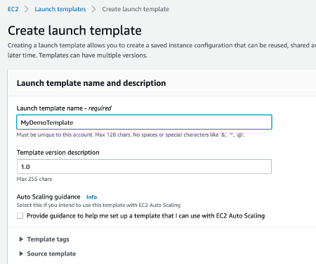 EC2 Launch Template Form