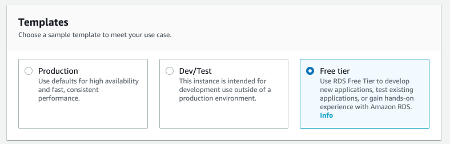 RDS Select Free Tier