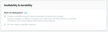 RDS Configure Multi AZ